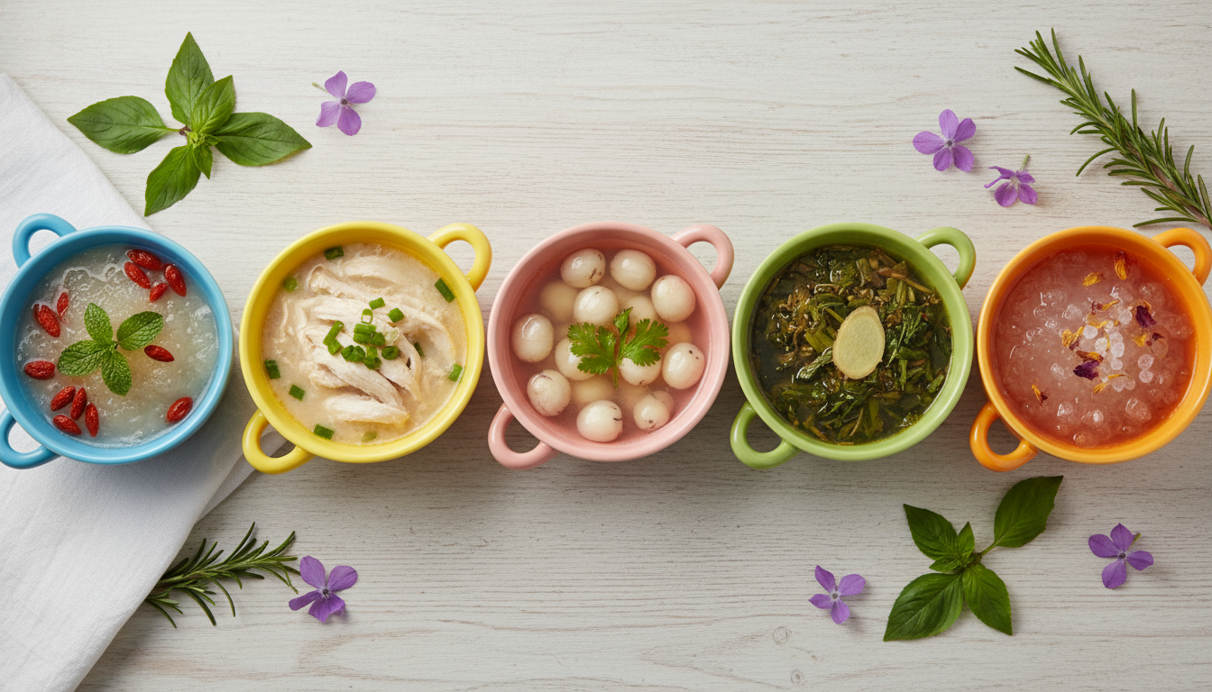 5 chén yến chưng được chế biến theo 5 cách khác nhau cho bé