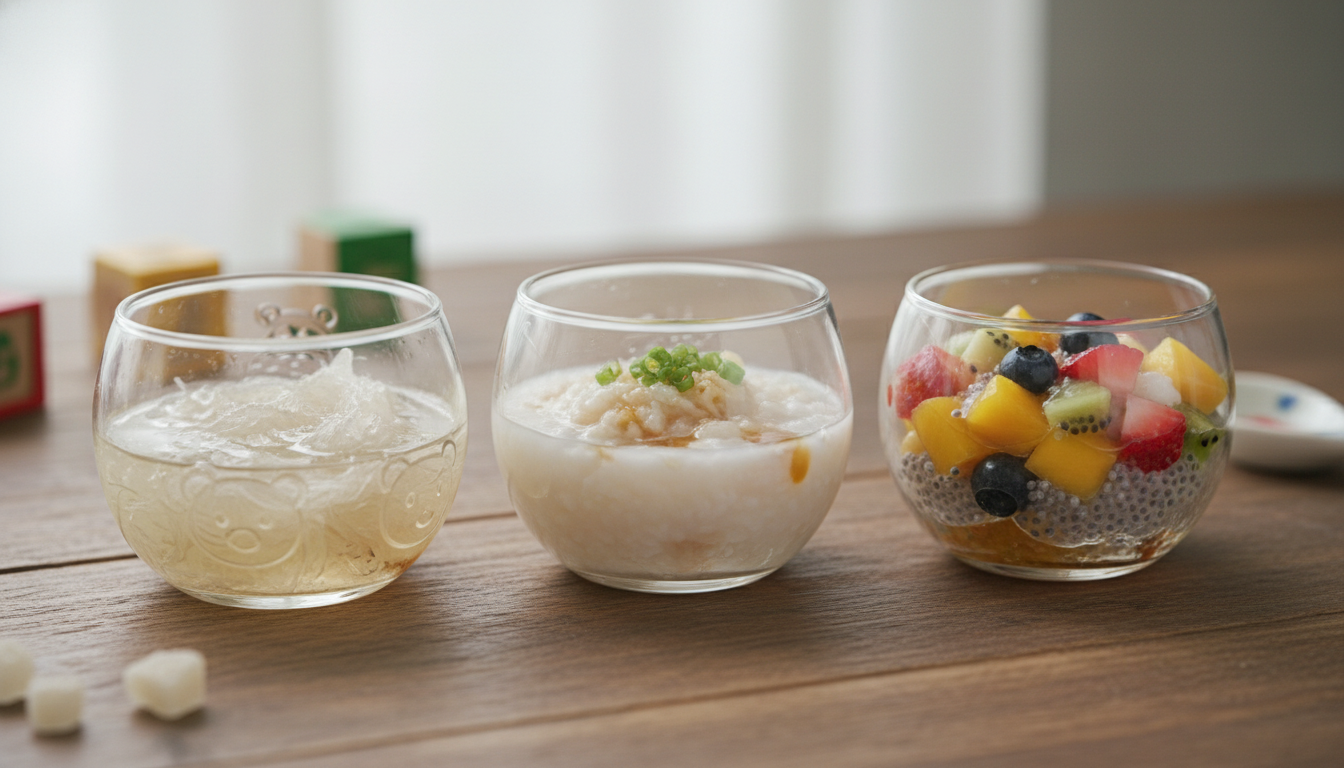 Ba chén yến chưng cho bé với đường phèn, cháo và trái cây