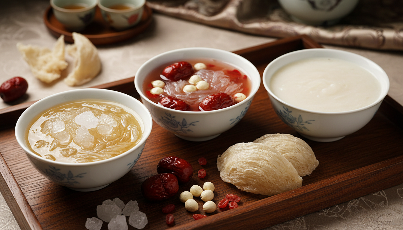 Ba món tổ yến chưng đường phèn, hạt sen, táo đỏ bổ dưỡng cho người già