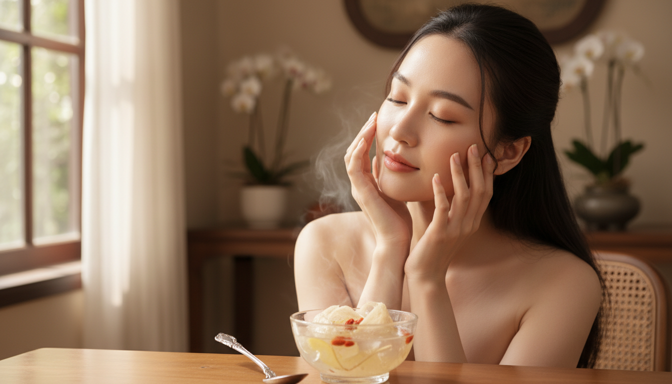 Một phụ nữ Việt Nam với làn da rạng rỡ nhờ bí quyết yến sào dưỡng da