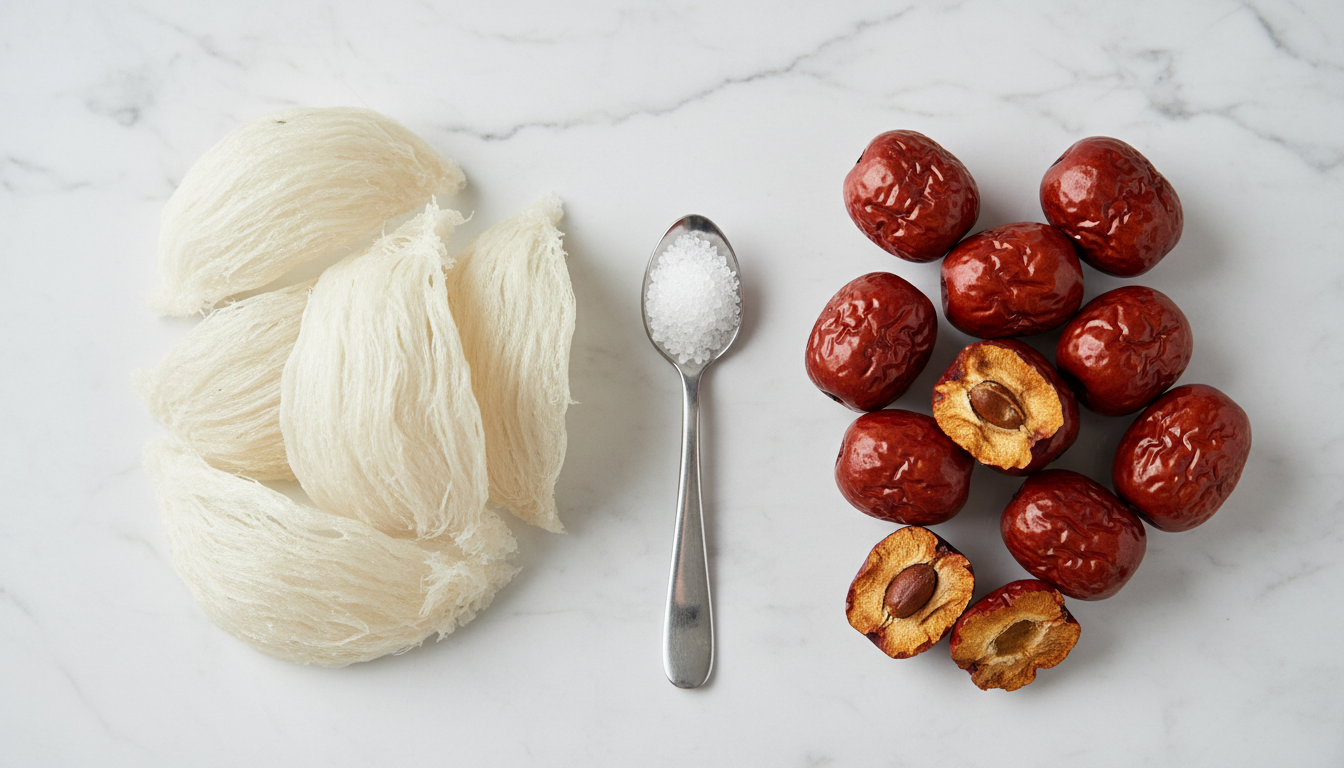 Nguyên liệu yến tinh chế và táo đỏ chất lượng cao