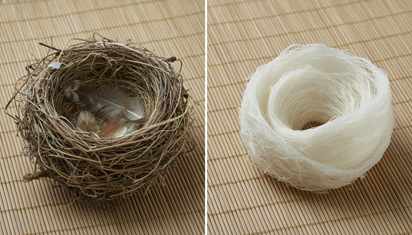 So sánh yến thô tinh chế sạch sẽ và yến thô nguyên tổ còn lông